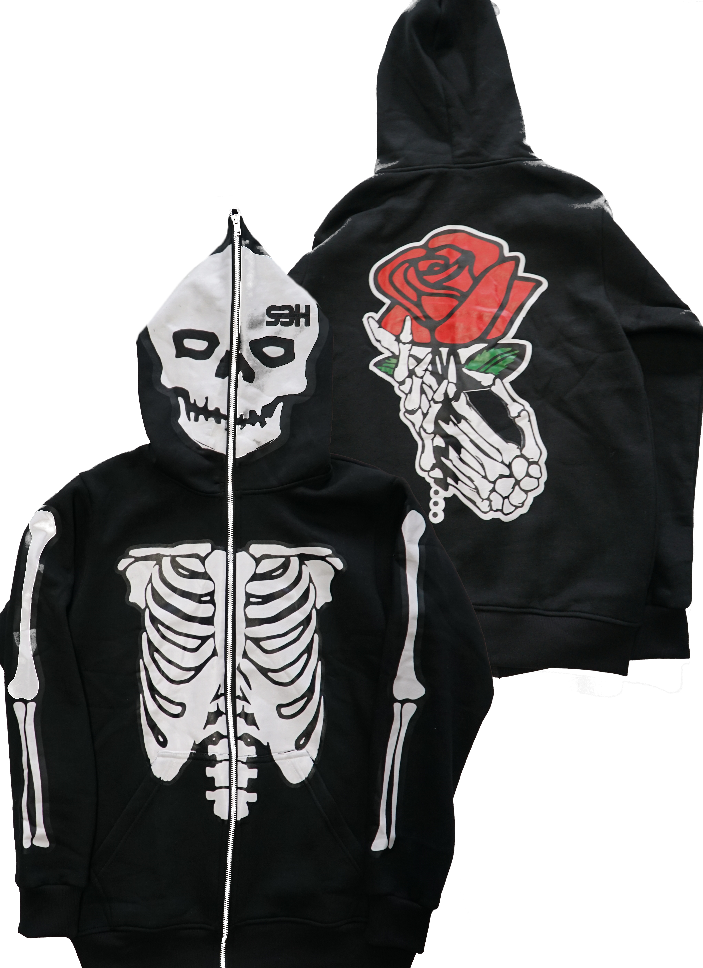 S3H Rose Skull Full Zip Hoodie
