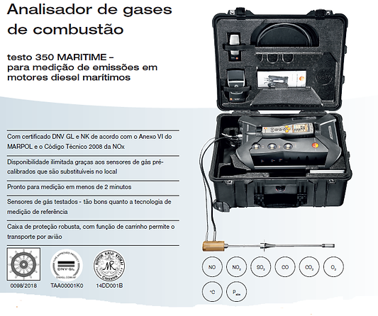 Analisador de gases de combustão para navios