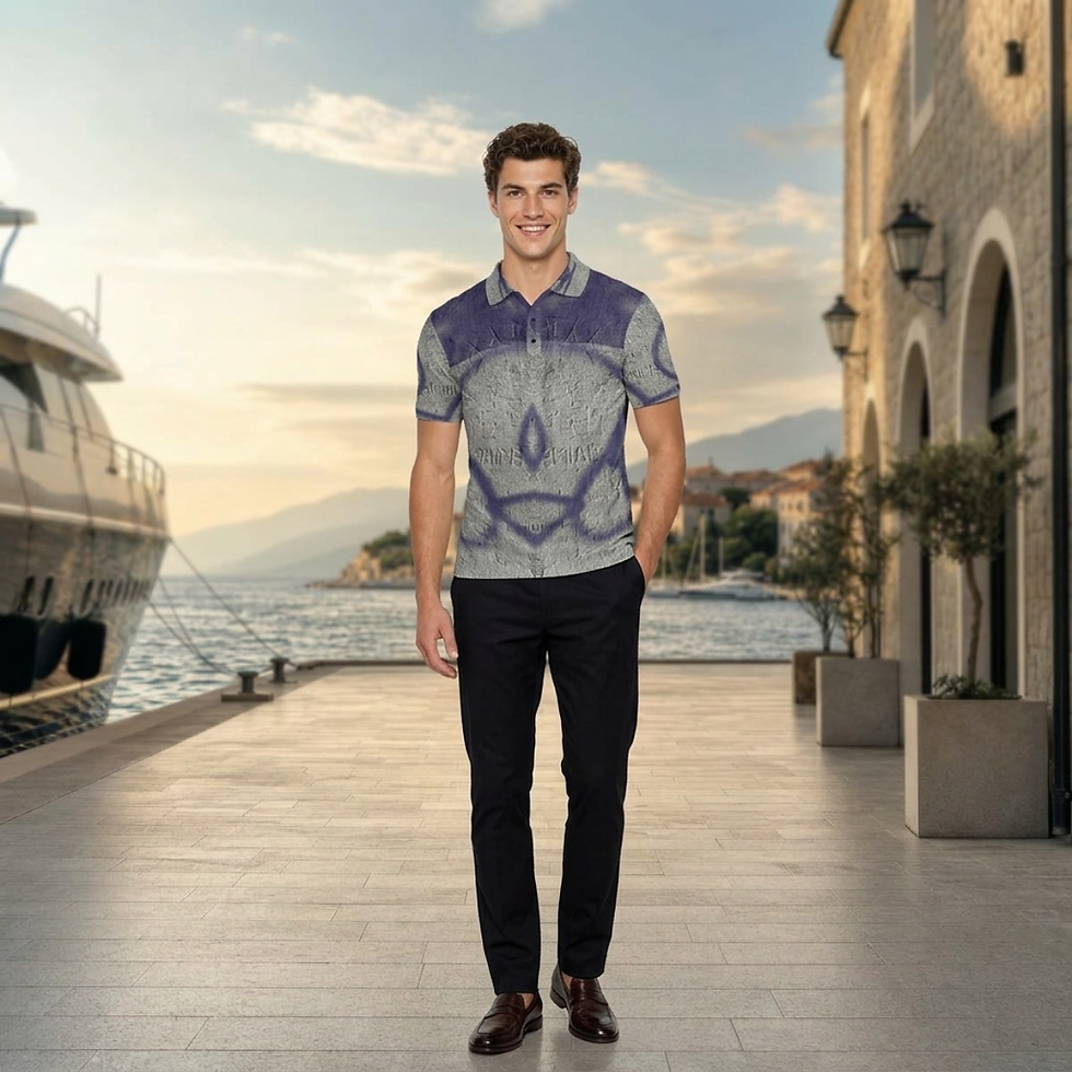 Miniatura: All-Over Print Men's Polo Collar Jersey