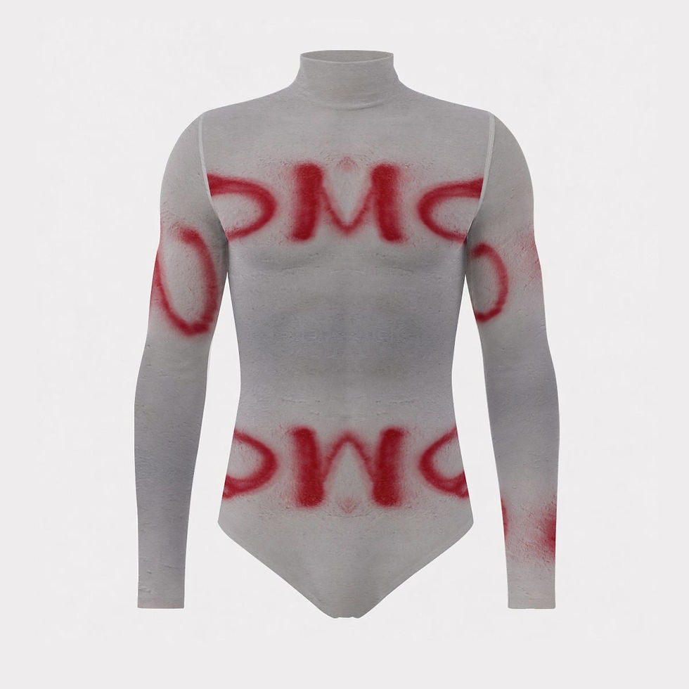 Miniatura: All-Over Print Men's Mesh Turtleneck Long Sleeve Bodysuit
