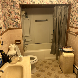 Bathroom Update  Click the pic to see the final product!