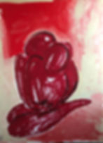 Abbraccio rosso su fondo beige