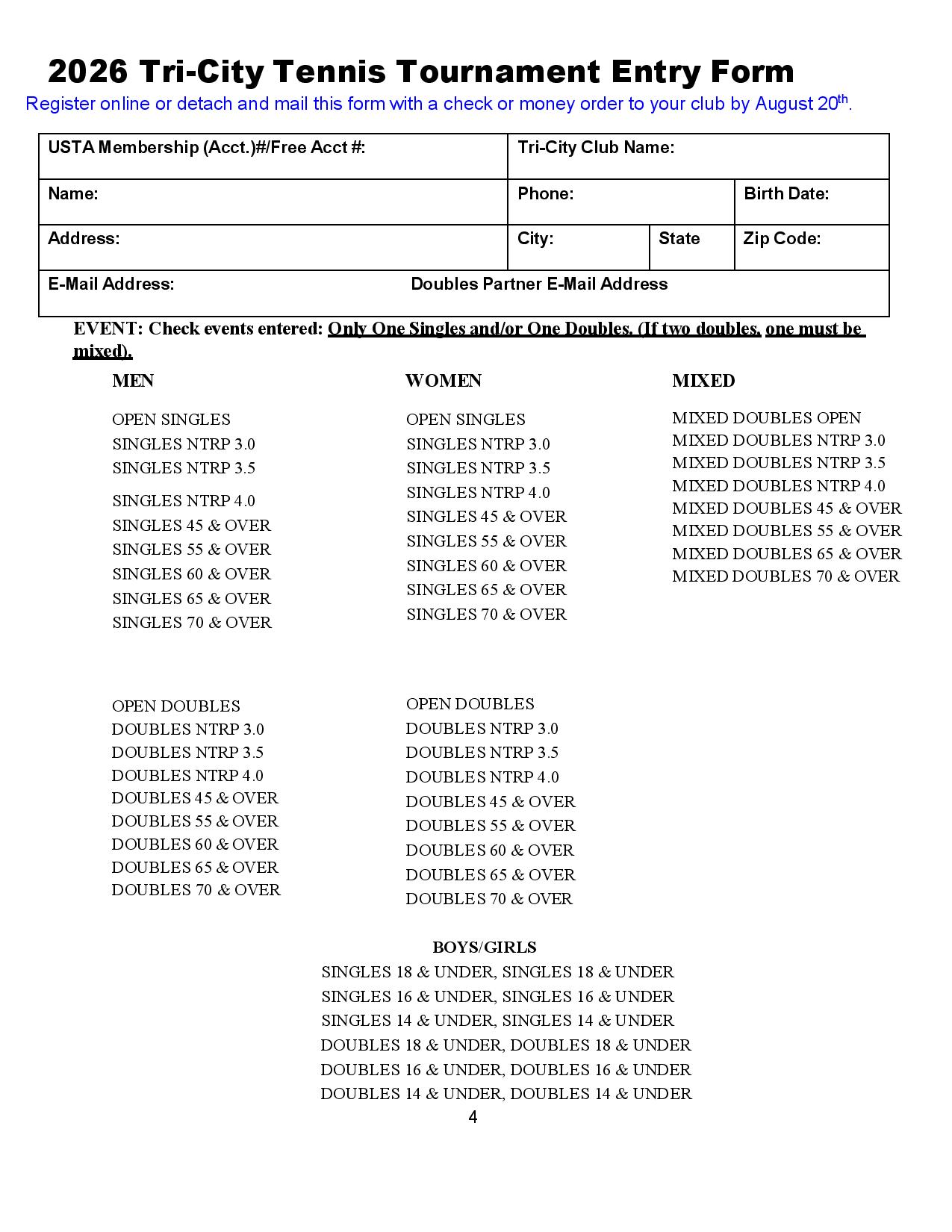 Tri-City Tournament Information