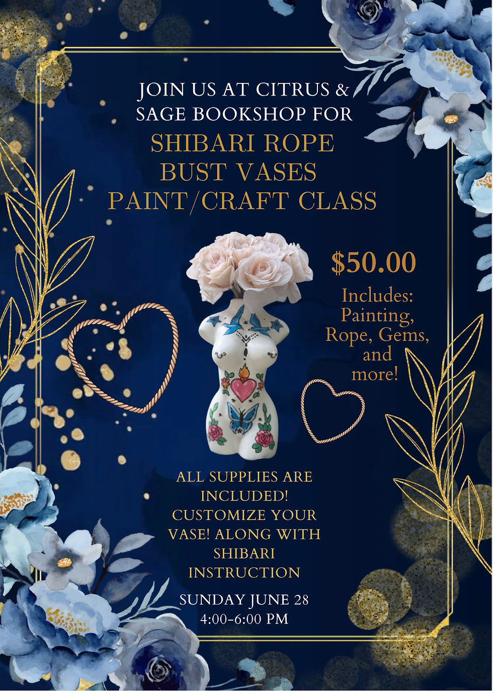 Bust Vase Painting/Crafting at Citrus & Sage Bookshop! 