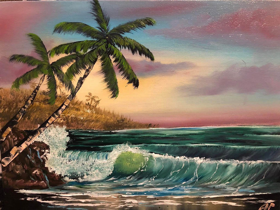 Oil Seascape at ArtSea Alcove Ceramic Studio!
