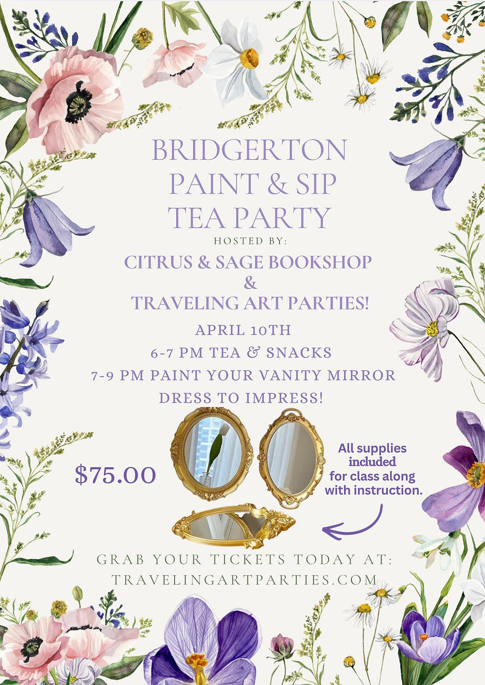 Bridgerton Paint & Sip tea party