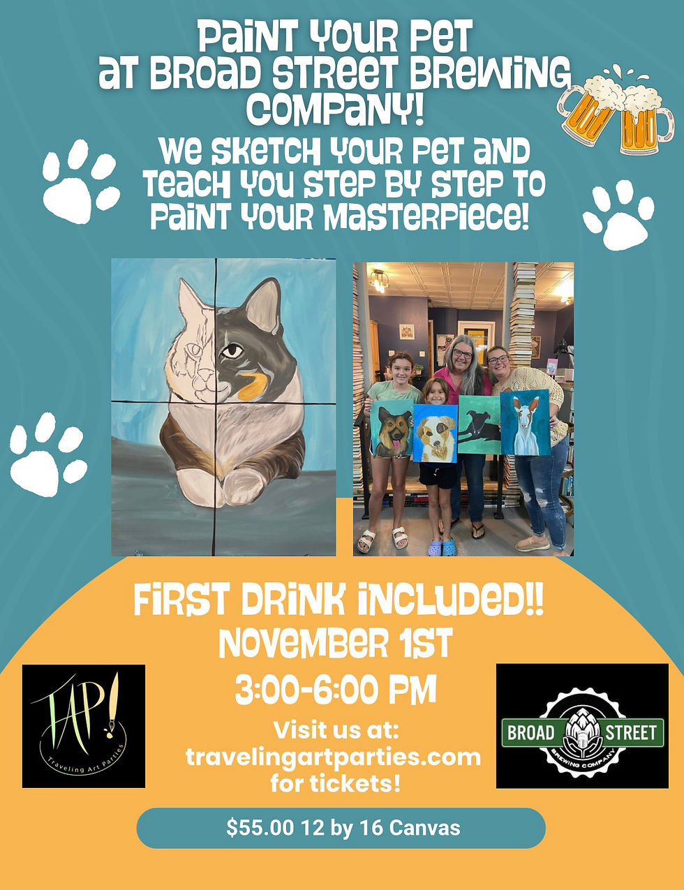 Paint your Pets at Broad Street Brewing Company!
