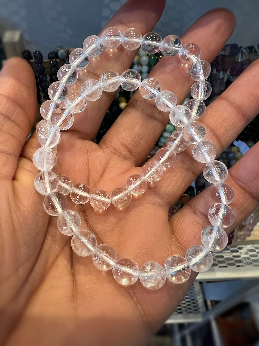 Thumbnail: Clear Quartz beads bracelet 10mm