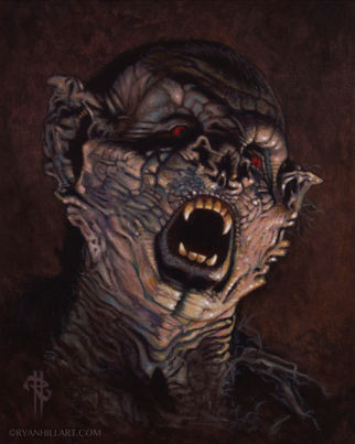 dracula bat monster creature horror acrylic painting