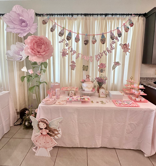 pink flowers, purple flowers, giant flowers, event backdrop