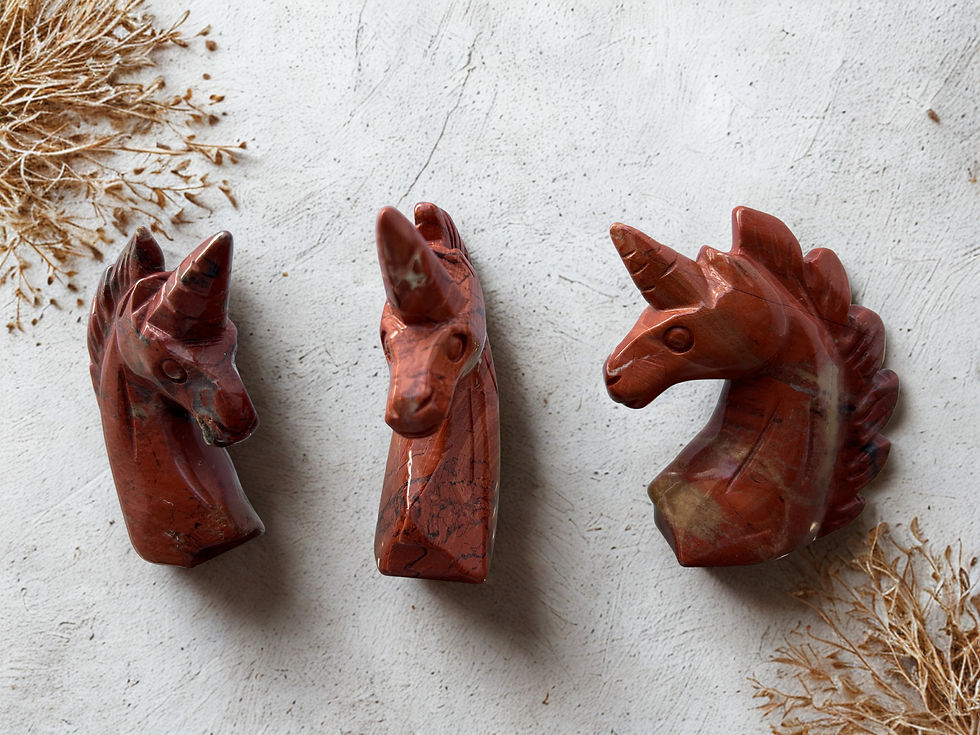 Crystal Unicorn In Red Jasper Stone