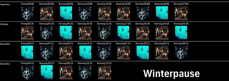Spielplan September bis Dezember