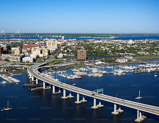 Scenic bridge leading into downtown Charleston, a gateway to the historic city