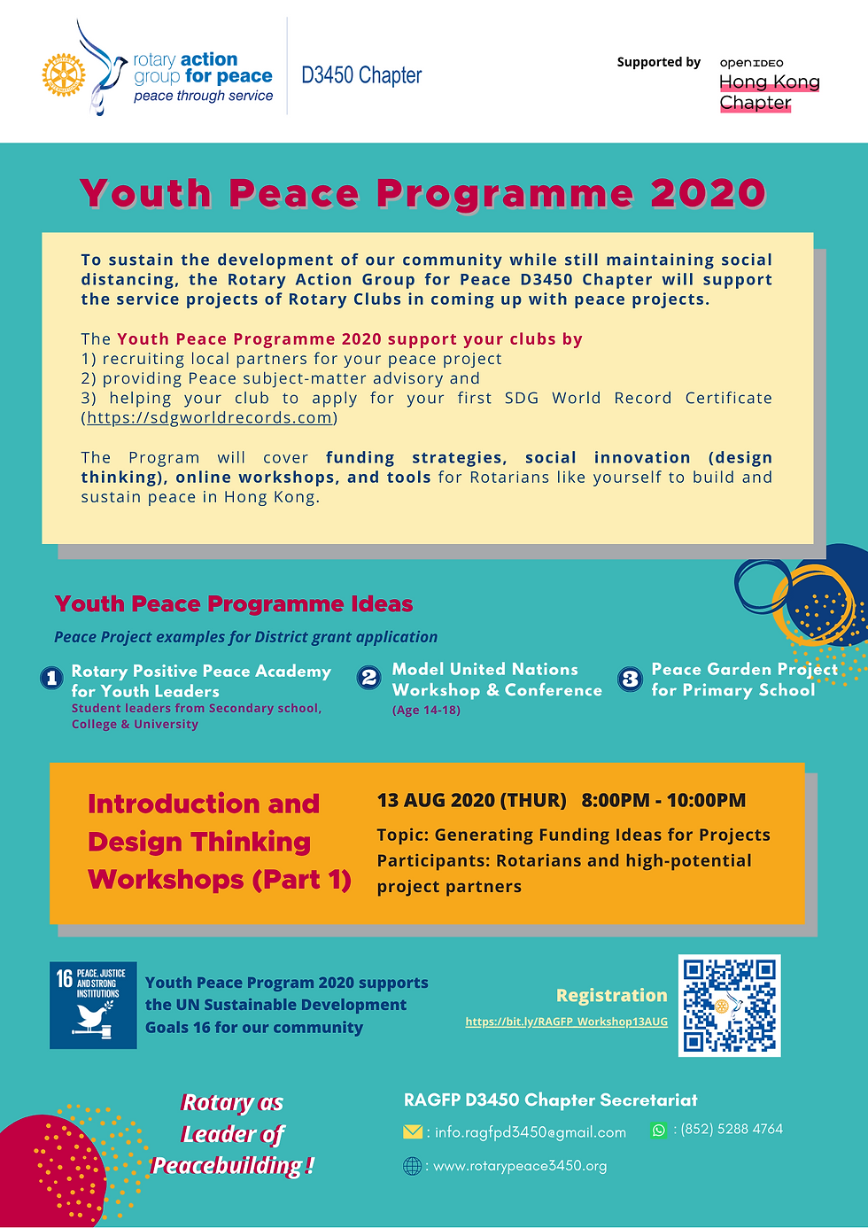 Poster for Youth Peace Programme Workshop