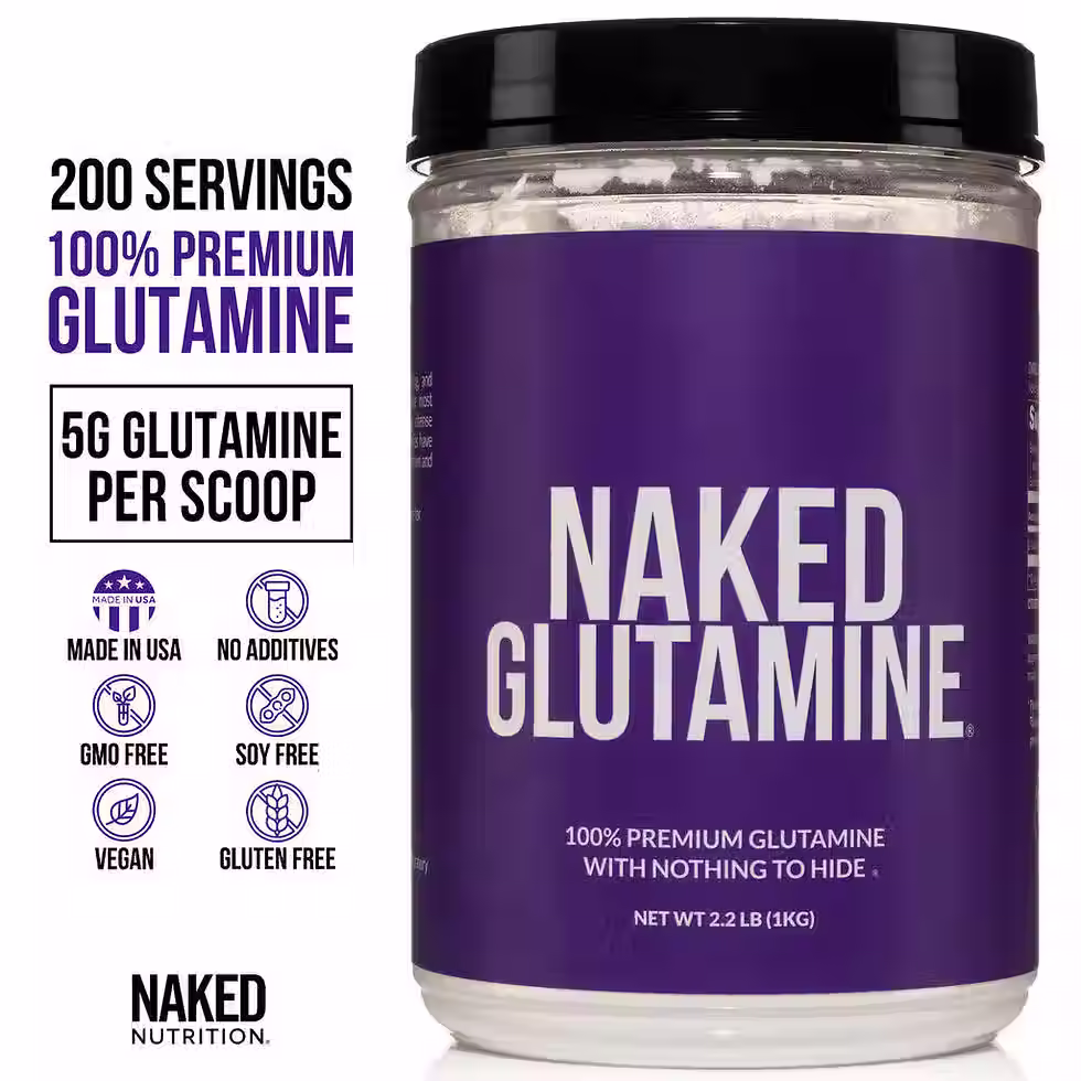 Transparente container of Naked Glutamine 
