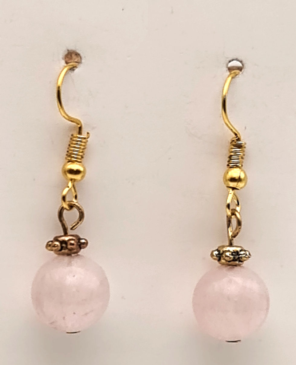Thumbnail: Rose Quartz Gold Drop Earrings – Elegant, Warm & Meaningful