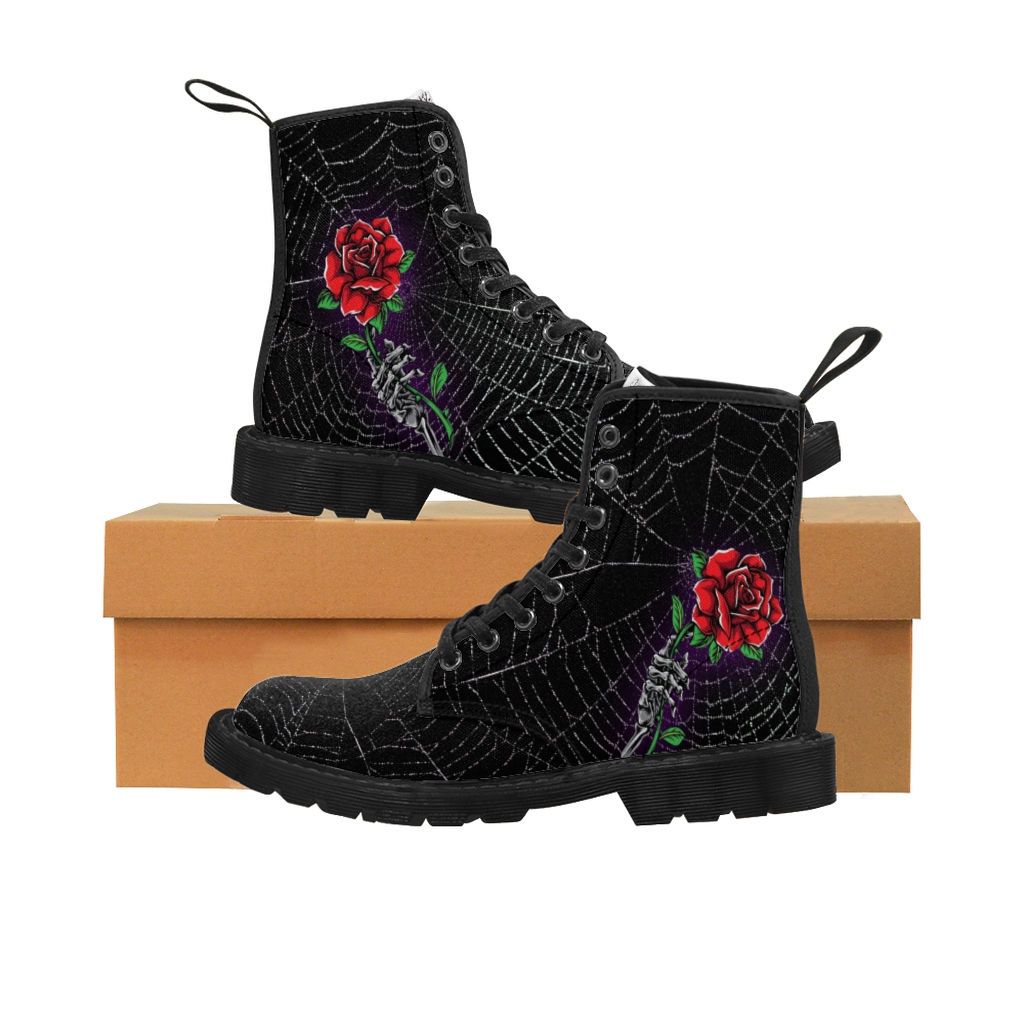 Webbed Roses Canvas Boots