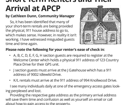 Short Term Renters and Their Arrival at APCP
