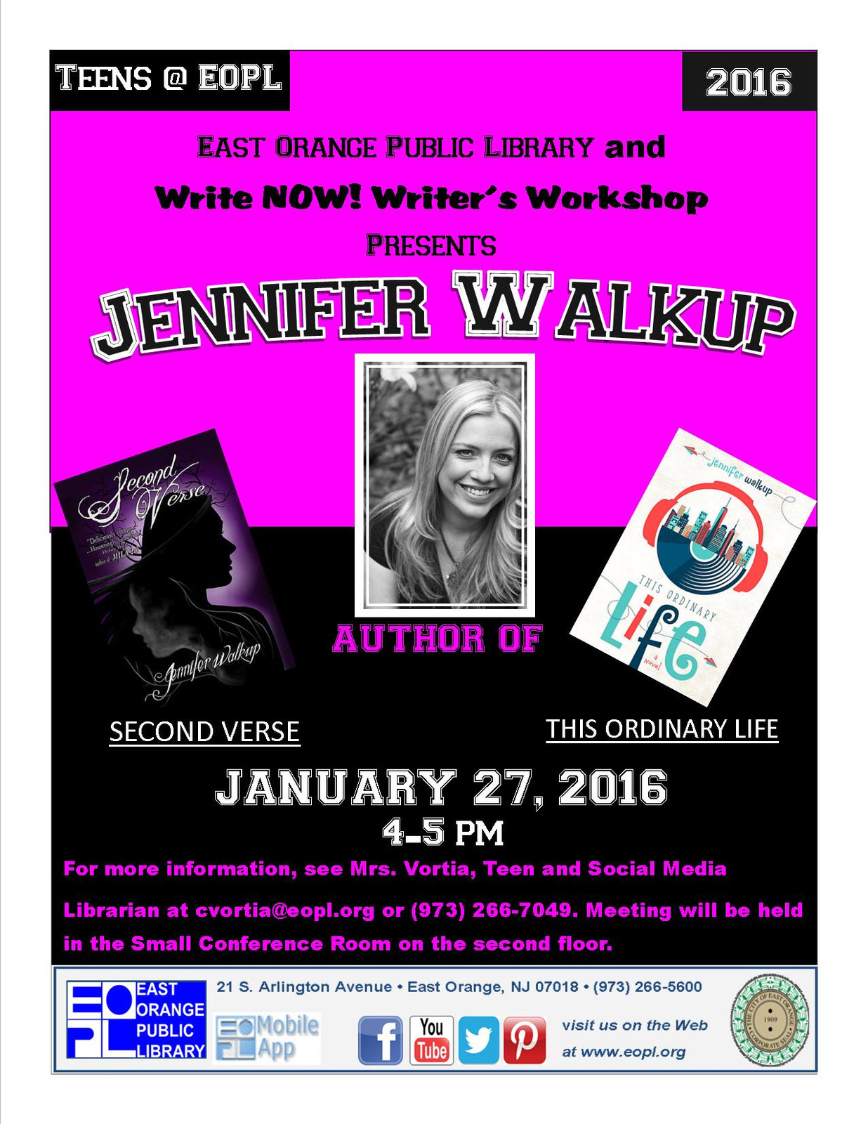 Jennifer Walkup Author Event Flyer