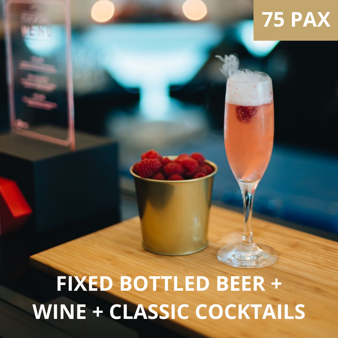 Fixed Bottled Beer + Wine + Classic Cocktails (75 Pax)