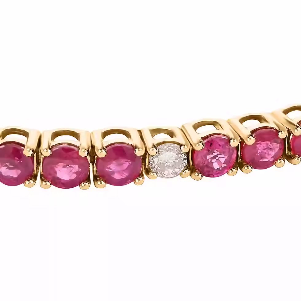 Thumbnail: Modani 14K Yellow Gold Montepuez Ruby and Natural Diamond SI2-SI3 Bracelet 7.25