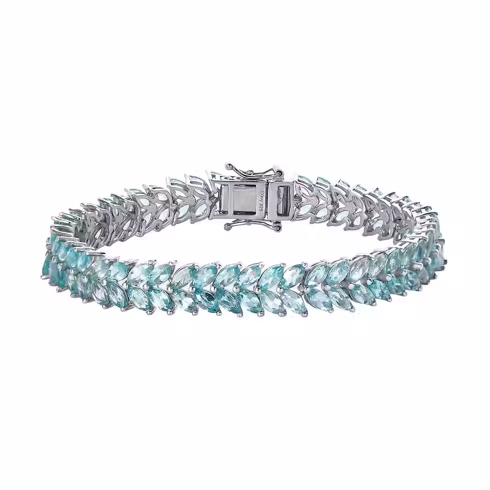 Thumbnail: Betroka Blue Apatite 2 Row Bracelet (6.50 In) 12.85 ctw