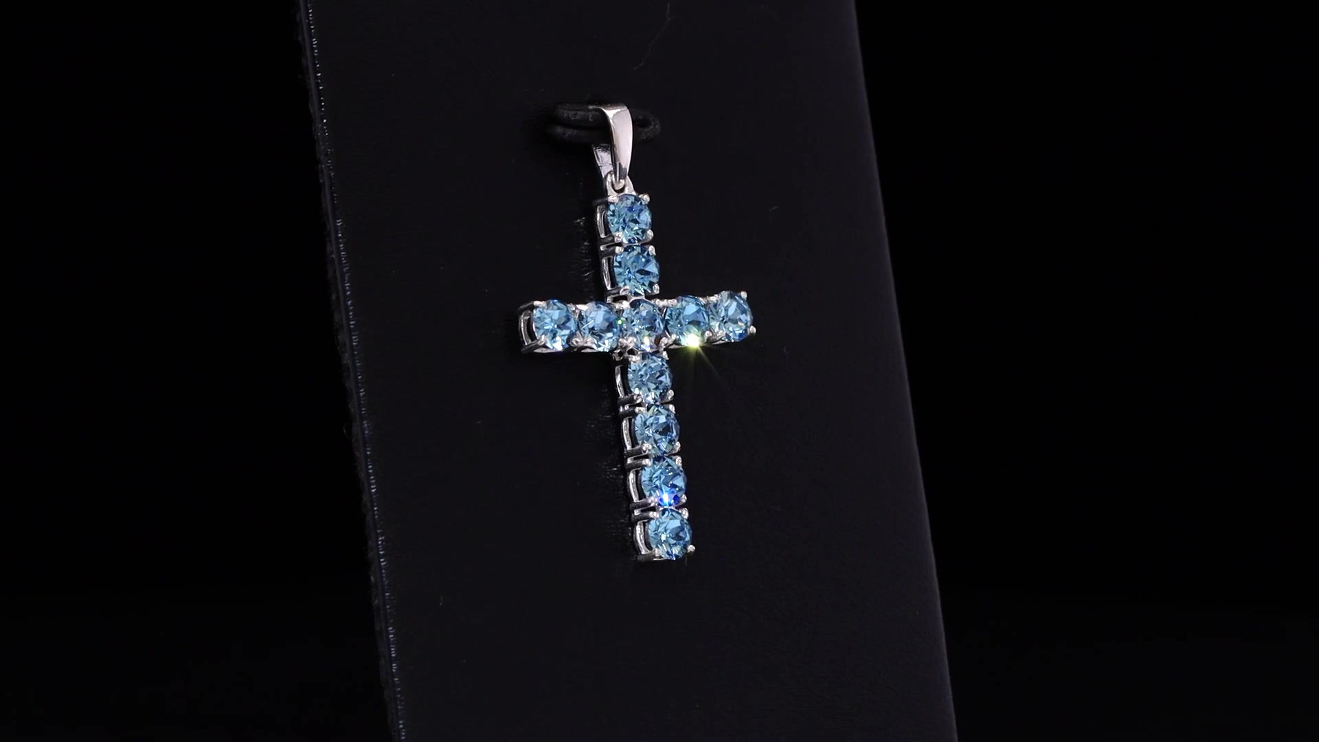 J Francis Aquamarine Crystal by Swarovski Cross Pendant