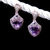 Thumbnail: AAA Rose De France Amethyst and White Zircon Earrings Vermeil Rose Gold 2.65 ctw