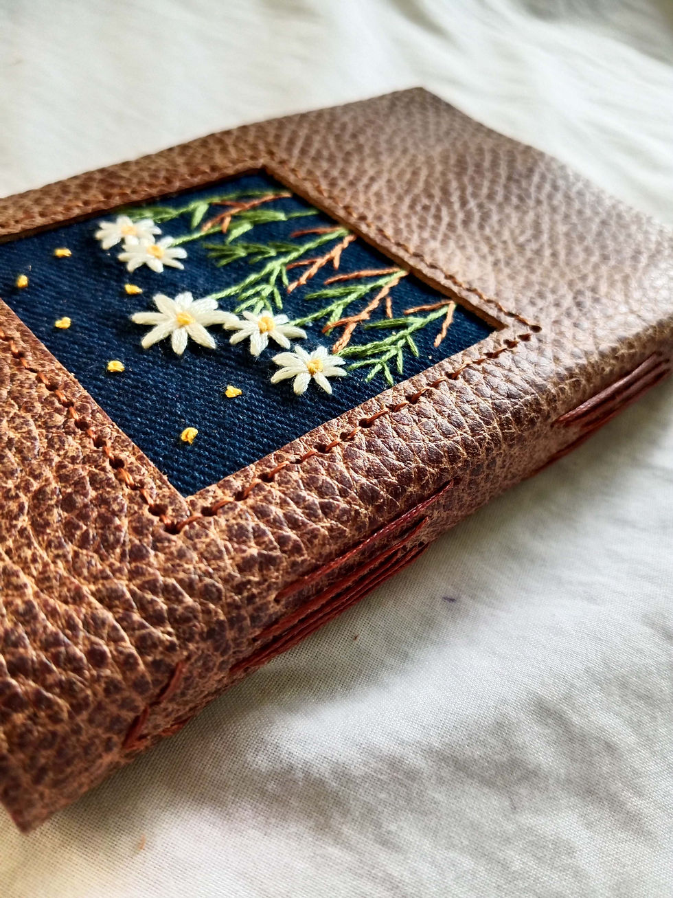 Thumbnail: Hand-Embroidered Floral Pocket Journal