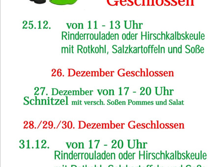 Sonder-Menüs für die Weihnachtszeit