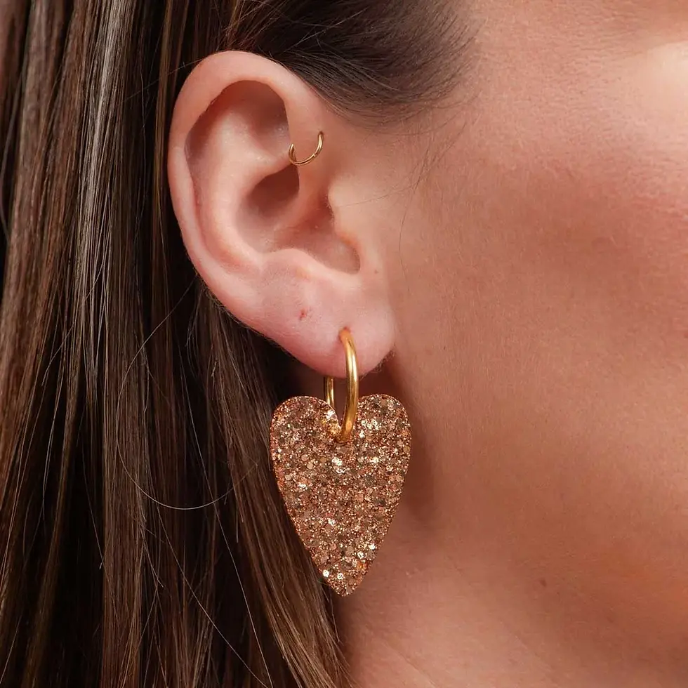 boucles d'oreilles Les nicolettes Coeur - Champagne