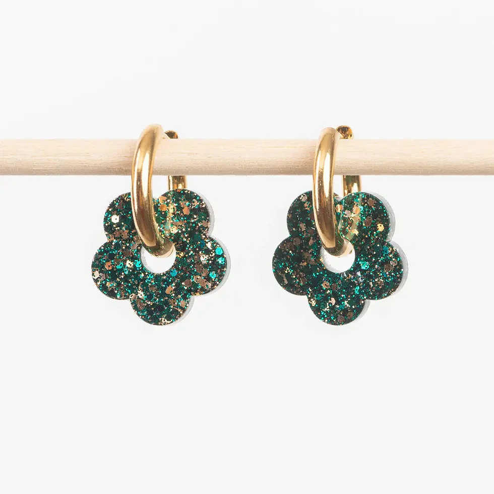 boucles d'oreilles Les nicolettes Fleur - Vert Champagne