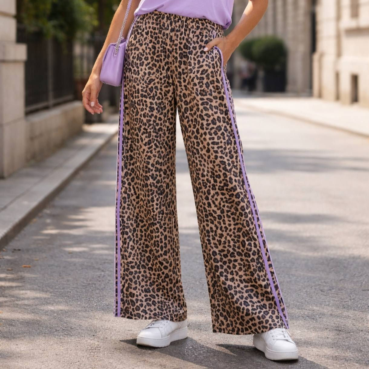 Pantalon LEO LIGNE mauve