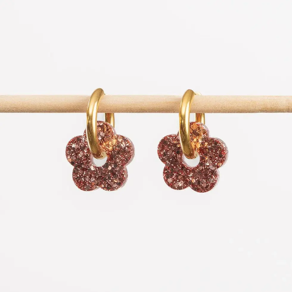 boucles d'oreilles Les nicolettes Fleur - Champagne Rosé