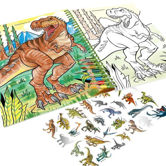 Miniature : Dino World album à colorier avec crayons de couleur dinosaures