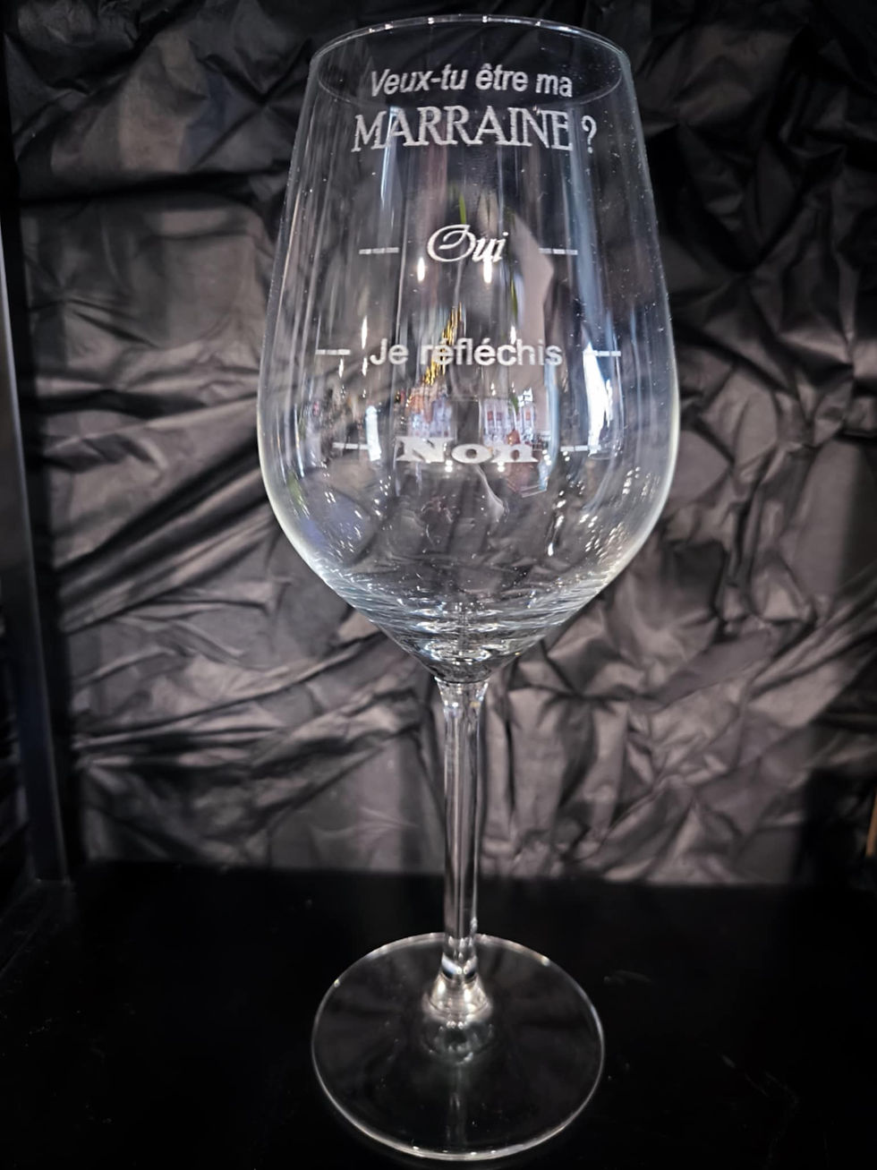 Verre à vin avec gravure - Veux-tu être ma MARRAINE ?
