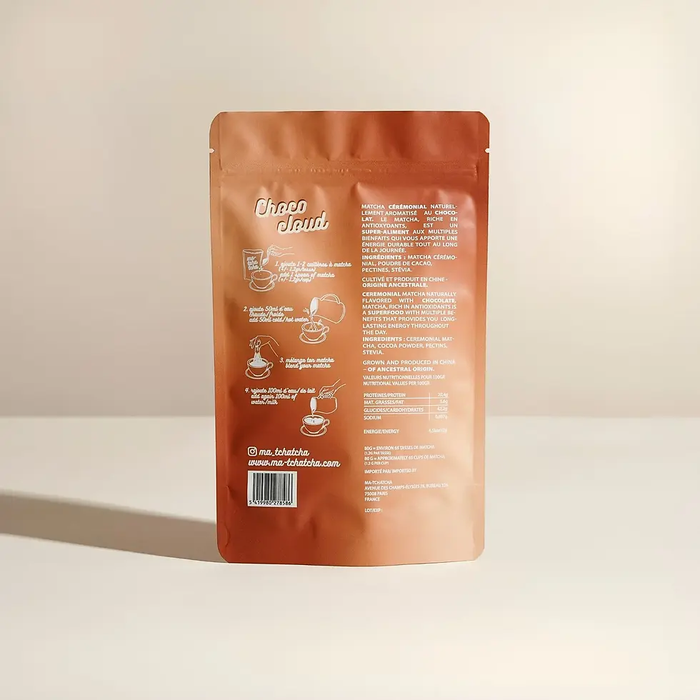 Thé matcha de qualité "Ceremonial Top Grade" délicatement aromatisé au chocolat