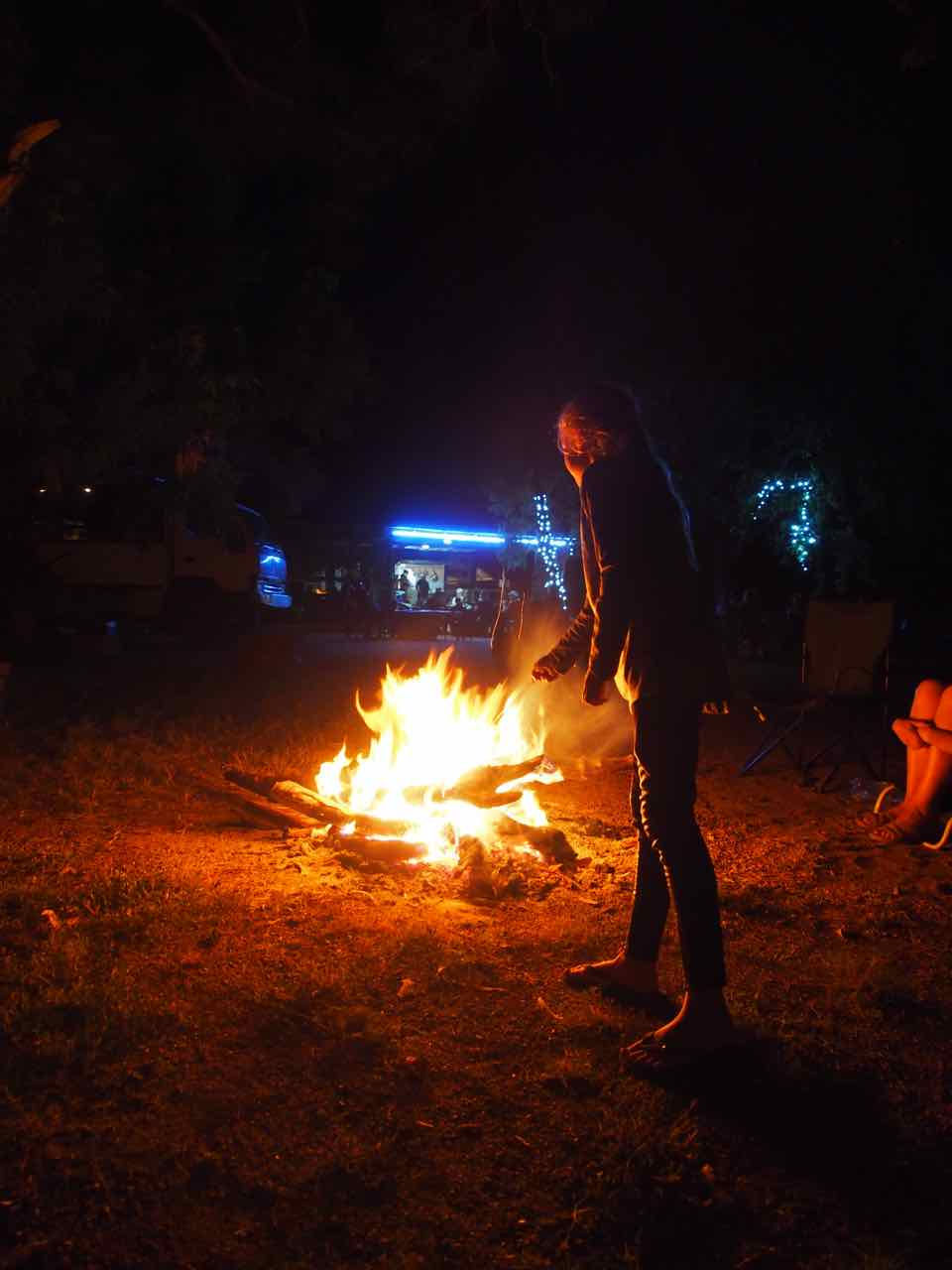 toasting marshmallows in the campfir