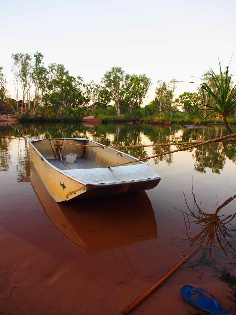 the boat at sunset