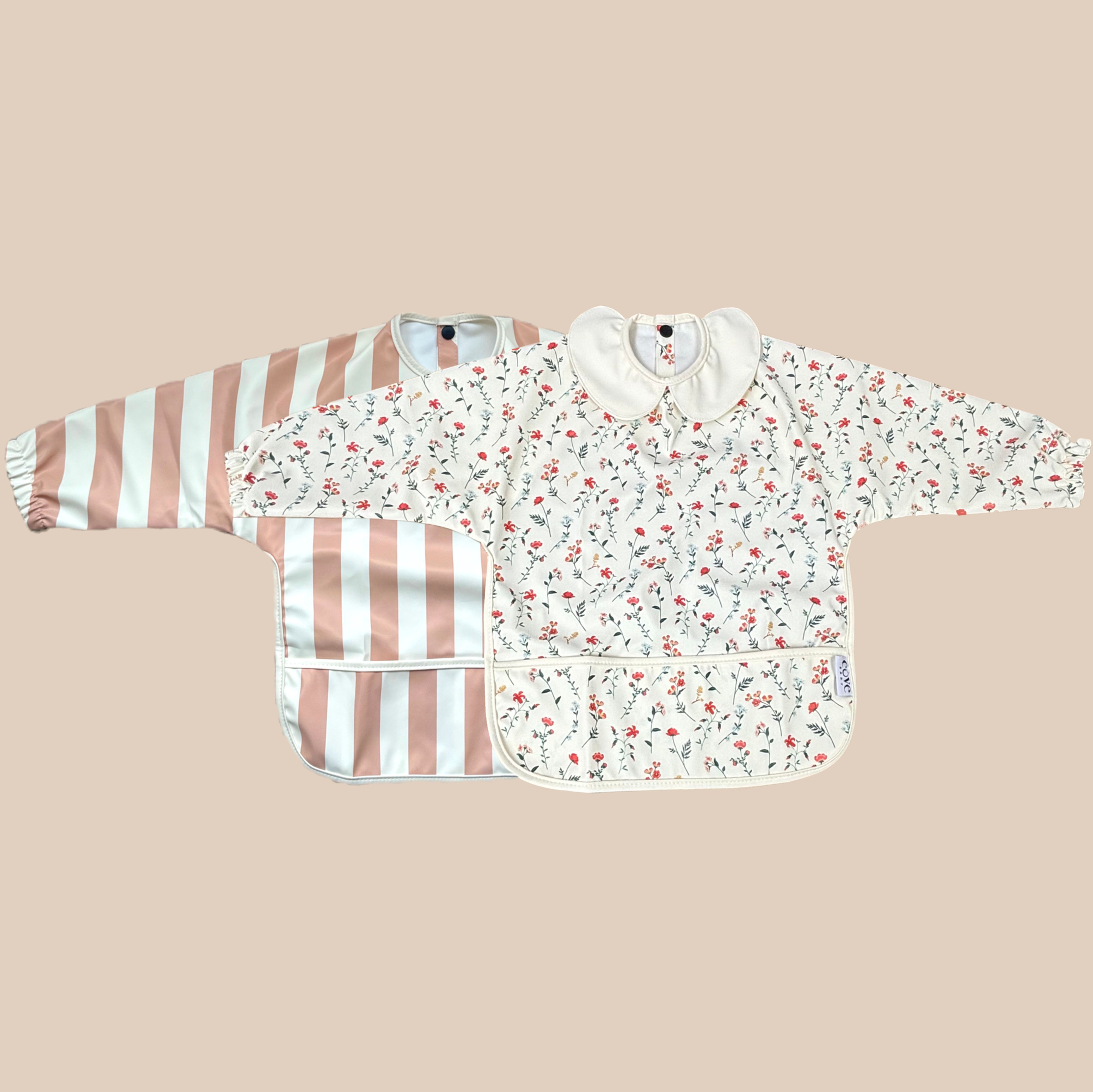 Biscuit Striped & Bloom Bibs