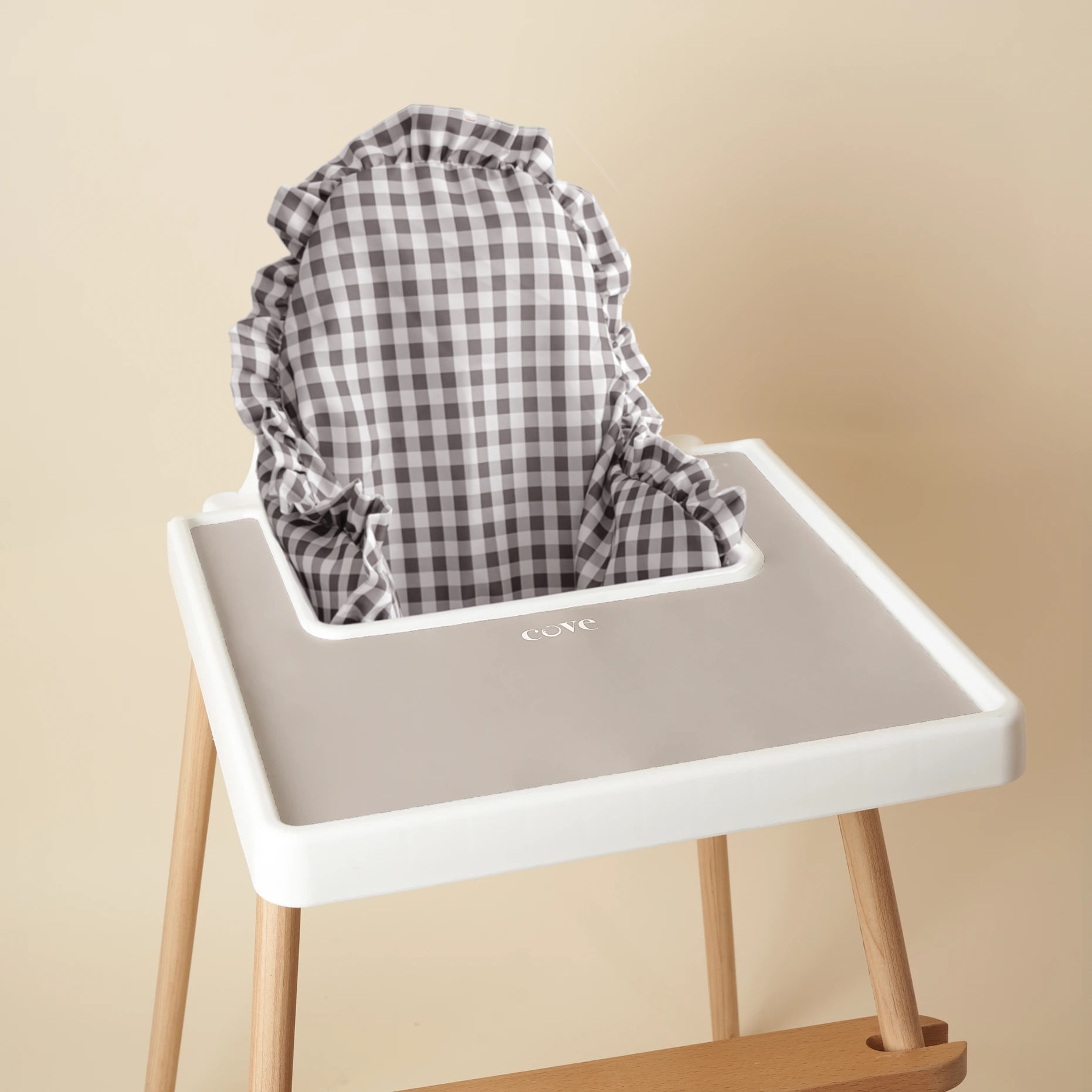 Dove Gingham Ruffles Cushion Cover