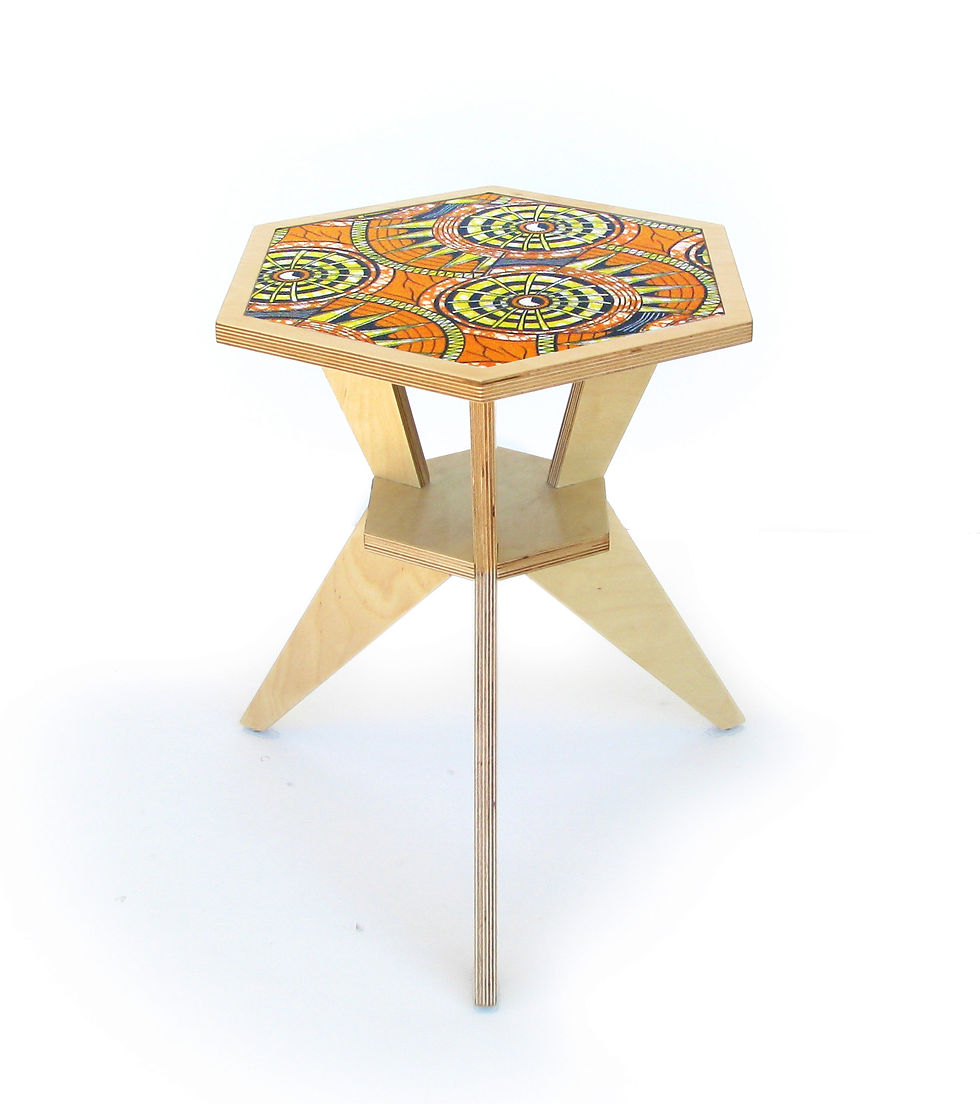 Wooden coffee table with african wax print top