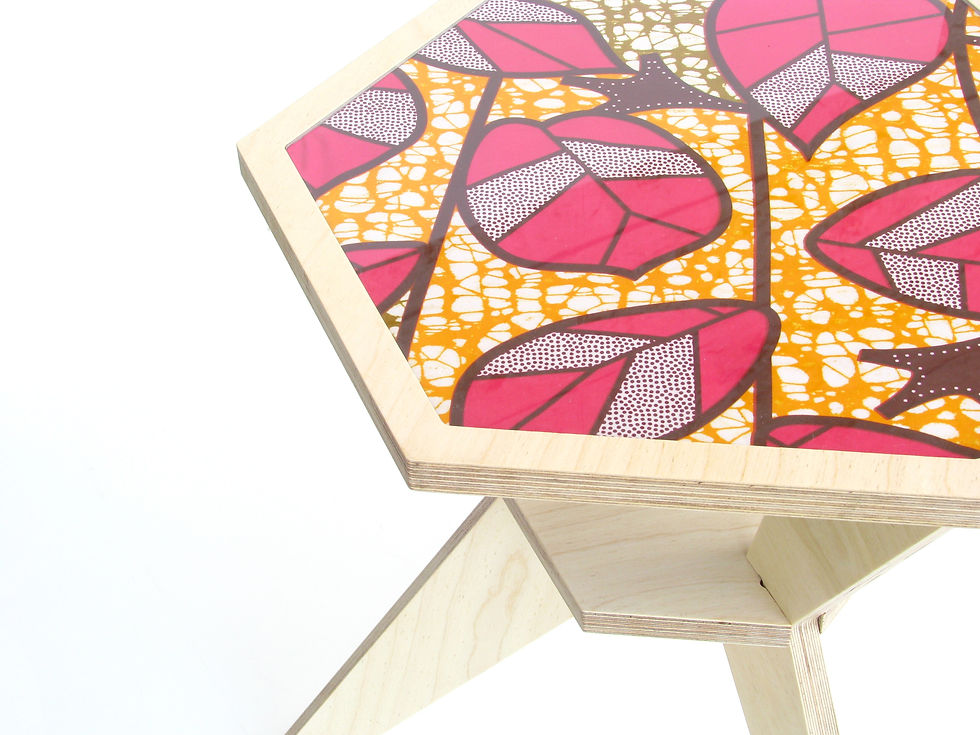 Wooden coffee table with african wax print top