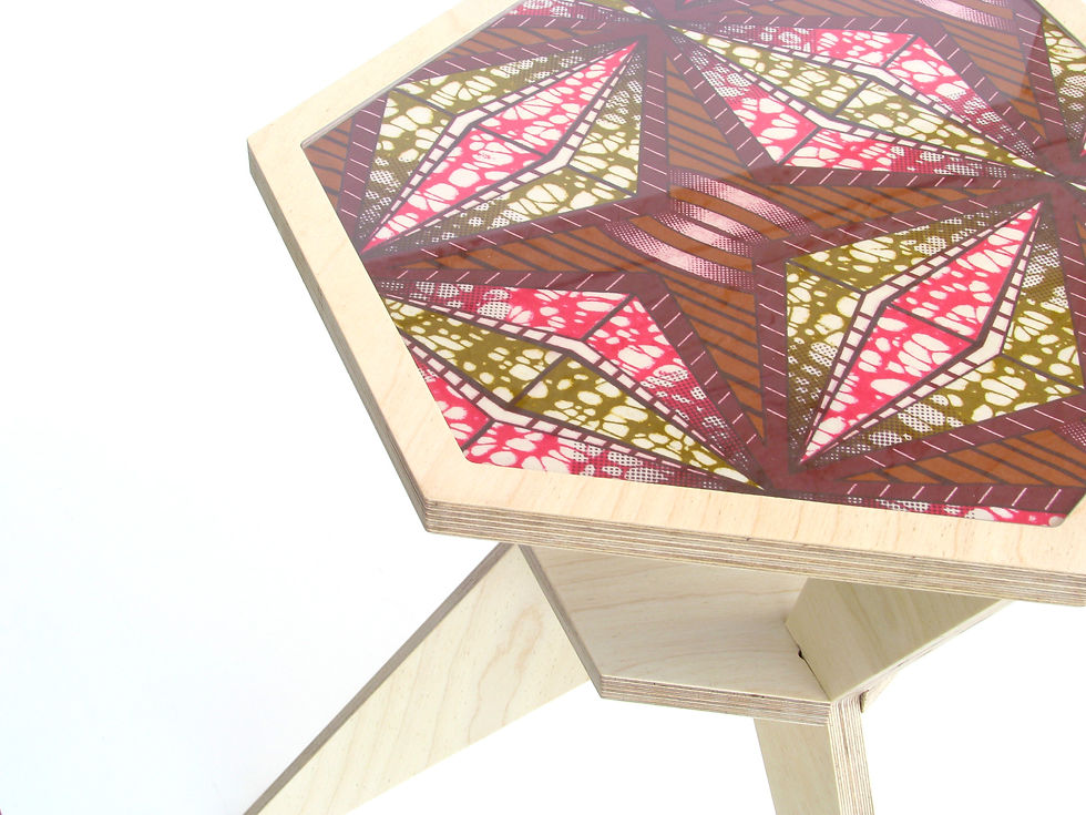 Wooden coffee table with african wax print top