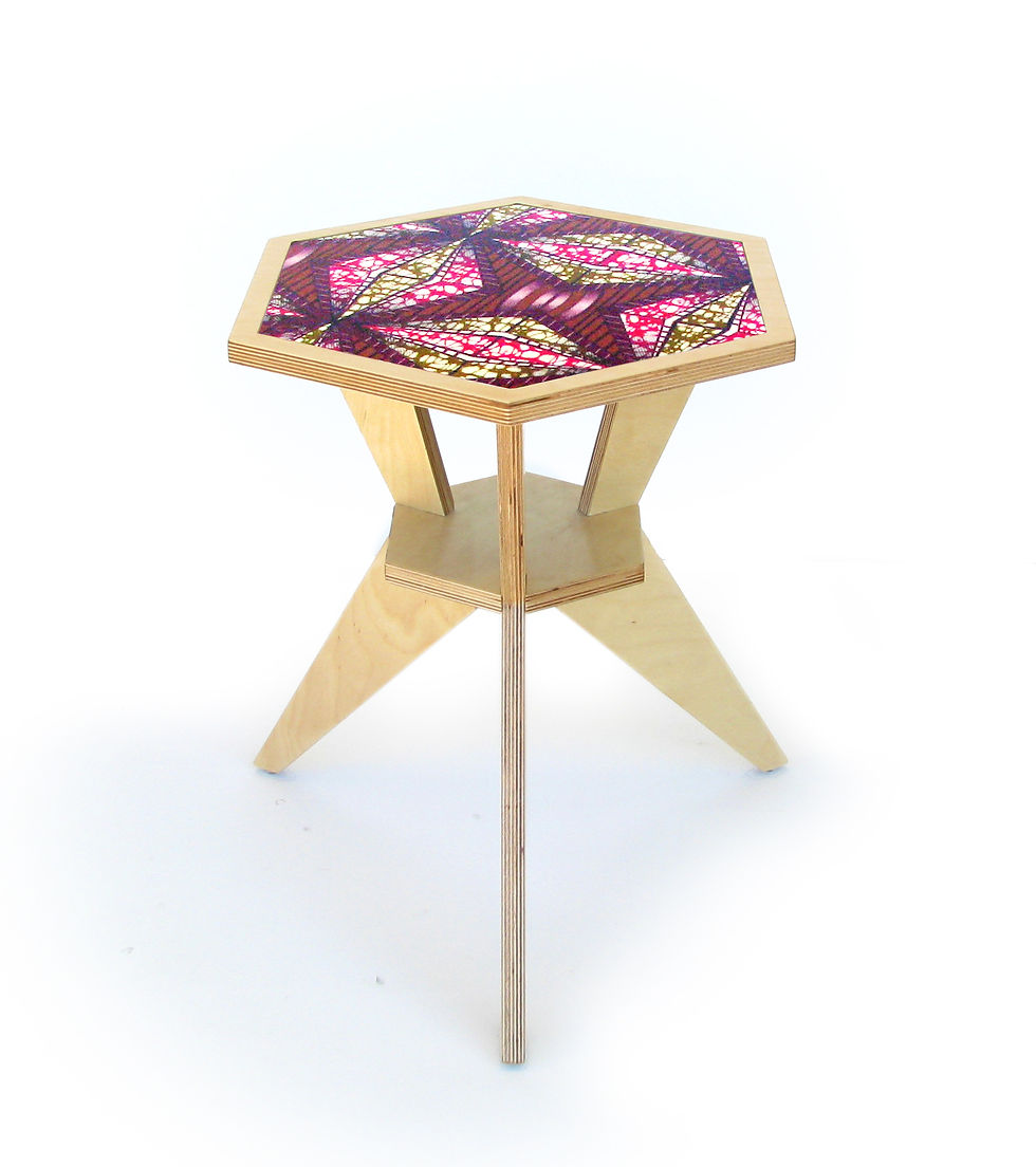 Wooden coffee table with african wax print top