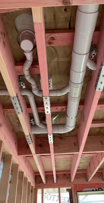 Plumbing pipes installed in a house