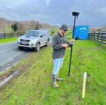 Land surveyor working with GPS
