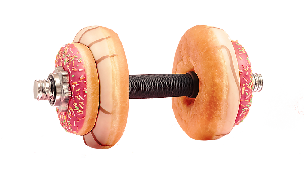 a donut on to a dumbbell