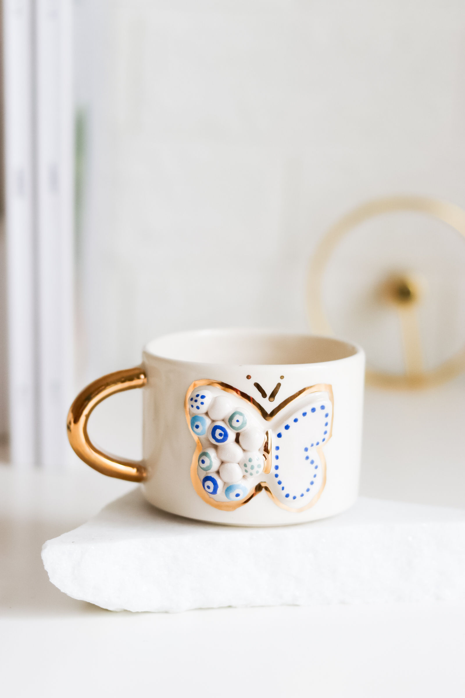 24k Gold Ceramic Butterfly Mug