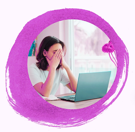 stressed woman at laptop